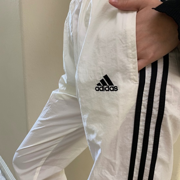 White ADIDAS High Waisted Pockets Athletic Pants m - Picture 6 of 8